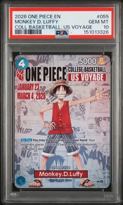 2026 ONE PIECE PROMOS COLLEGE BASKETBALL: US VOYAGE MONKEY D. LUFFY PSA 10 - Image 1