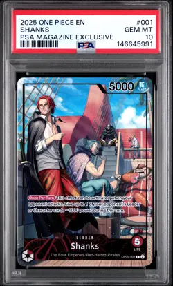 2025 ONE PIECE PROMOS PSA MAGAZINE EXCLUSIVE #001 SHANKS PSA 10 - Image 1