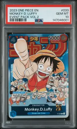 2023 ONE PIECE P-033 MONKEY D LUFFY EVENT VOL 2 PROMO ENGLISH PSA 10 GEM MT - Image 1