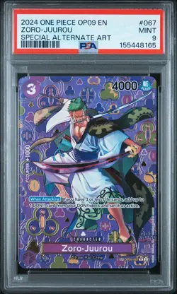 2024 ONE PIECE EMPERORS IN THE NEW WORLD SPECIAL ALT ART #067 ZORO-JUUROU PSA 9 - Image 1