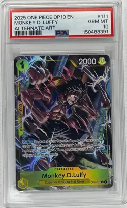2025 One Piece OP10-Royal Blood Monkey D. Luffy #111 Alt. Art PSA 10 GEM MINT - Image 1