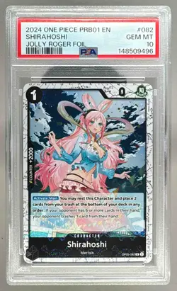 148509496 Shirahoshi 2024 One Piece The Best #OP05-082 Jolly Roger Foil PSA 10 - Image 1