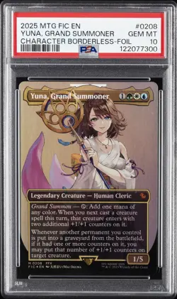 2025 MTG FINAL FANTASY COMMANDER #0208 YUNA, GRAND SUMMONER PSA 10 - Image 1