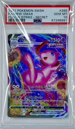 2021 Pokemon Sword Shield Fusion Strike Secret #269 Full Art Mew VMAX PSA 10 - Image 1