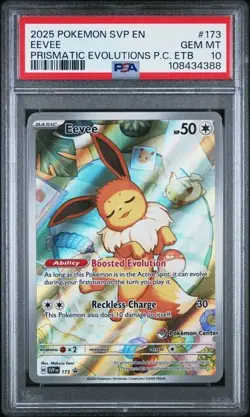 2025 POKEMON SVP PRISMATIC EVOLUTIONS POKEMON CENTER ETB PROMO #173 EEVEE PSA 10 - Image 1