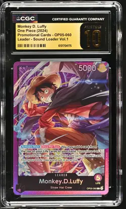 One Piece TCG Monkey.D.Luffy Sound Loader Vol. 1 Promo OP05-060 CGC 10 Pristine - Image 1