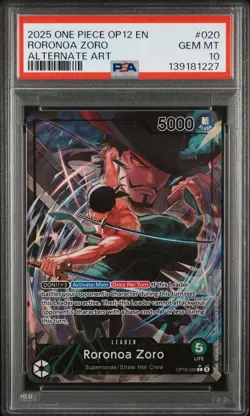 2025 ONE PIECE OP12-LEGACY OF THE MASTER ALTERNATE ART #020 RORONOA ZORO PSA 10 - Image 1