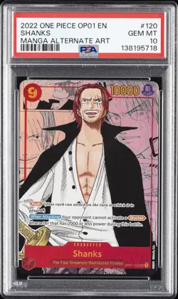 2022 ONE PIECE OP01-ROMANCE DAWN MANGA ALTERNATE ART #120 SHANKS PSA 10 - Image 1