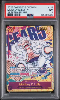 2023 ONE PIECE OP05-AWAKENING OF THE NEW ERA ALTERNATE ART MONKEY D. LUFFY PSA 7 - Image 1