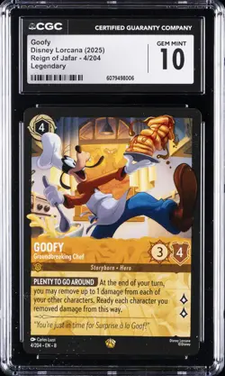 2025 DISNEY LORCANA REIGN OF JAFAR LEGENDARY #4 GOOFY CGC 10 GEM MINT - Image 1