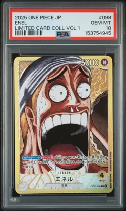 2025 ONE PIECE JAPANESE LIMITED CARD COLLECTION VOL.1 #098 ENEL PSA 10 - Image 1
