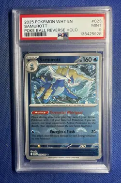 White Flare Pokemon Cards! Poke Ball Reverse Holo Samurott Psa 9 POP 3 - Image 1