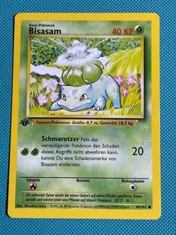Bulbasaur 1999 GERMAN POKEMON 1ST EDITION BASE SET NON CARD 44/102 NM - Image 1