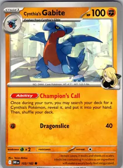 Cynthia's Gabite Common Prize Pack Series Cards 103/182 LP - Image 1