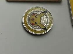 Pokemon TCG Pikachu Battling Coin Game Embossed Metal & Gold Card - Image 2