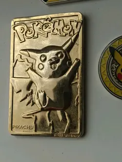 Pokemon TCG Pikachu Battling Coin Game Embossed Metal & Gold Card - Image 3