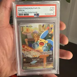 2023 Pokemon Paradox Rift Minun #194 Scarlet Violet Illustration Rare PSA 9 Mint - Image 1