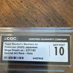 Pokemon Team Rocket's Mewtwo ex Mega Dream ex CGC 10 Special Art Rare Holo - Image 3