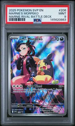2025 POKEMON SVP PROMO MARNIE RIVAL BATTLE DECK #206 MARNIE'S MORPEKO PSA 9 - Image 1