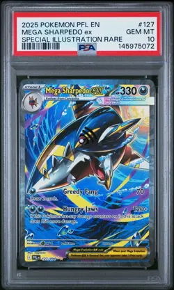 2025 POKEMON PHANTASMAL FLAMES SPECIAL ILLUSTRATION RARE MEGA SHARPEDO EX PSA 10 - Image 1