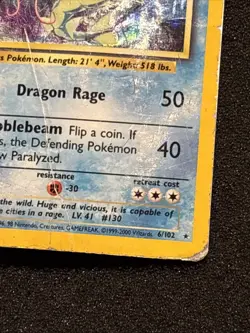 Pokemon Gyarados 6/102 Holo 1999-2000 UK 4th Print Base Set HP/DMG - Image 2