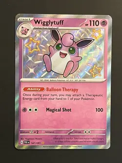 Pokemon TCG Wigglytuff Scarlet & Violet: Paldean Fates 147/091 Holo Shiny Rare - Image 1