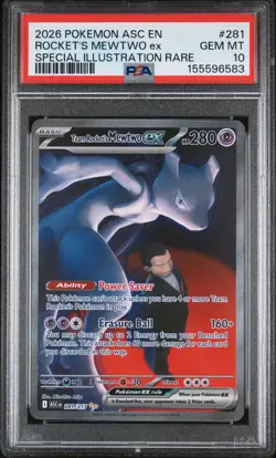 2026 POKEMON ASC SPECIAL ILLUSTRATION RARE #281 TEAM ROCKET'S MEWTWO EX PSA 10 - Image 1