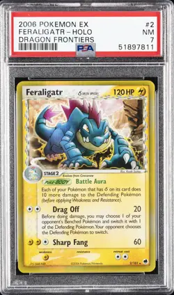 2006 POKEMON EX DRAGON FRONTIERS #2 FERALIGATR-HOLO PSA 7 - Image 1