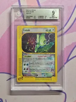 2003 Pokemon Crystal Celebi Skyridge Holo #145 BGS 9 MINT CLEAN Low Pop Swirl - Image 1
