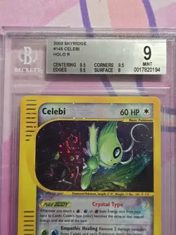 2003 Pokemon Crystal Celebi Skyridge Holo #145 BGS 9 MINT CLEAN Low Pop Swirl - Image 3