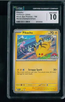 CGC 10 Pikachu (6072316135) - SVP190 - SVP Black Star Promos Graded Pokemon - Image 1