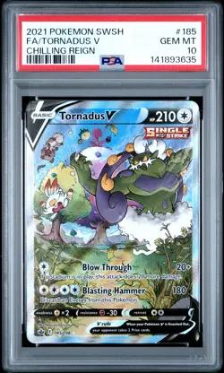 2021 POKEMON SWORD & SHIELD CHILLING REIGN #185 FULL ART/TORNADUS V PSA 10 - Image 1