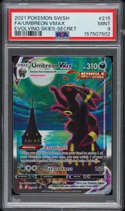 2021 POKEMON SWORD & SHIELD EVOLVING SKIES SECRET FULL ART/UMBREON VMAX PSA 9 - Image 1