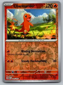 Charmander 004/165 Common 151 Pokemon Reverse Holo Near Mint - Image 1