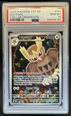 2023-25 Pokemon SV Black Star Promos Noctowl #141 PSA 10 GEM MINT - Image 1