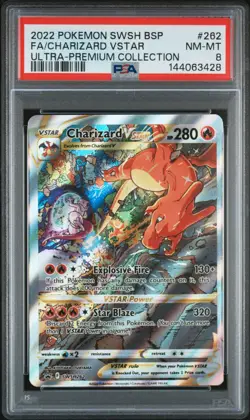 2022 POKEMON SWSH BLACK STAR PROMO #262 FULL ART/CHARIZARD VSTAR PSA 8 - Image 1