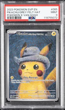 2023 POKEMON SVP EN-SV BLACK STAR PROMO #085 PIKACHU WITH GREY FELT HAT PSA 9 - Image 1