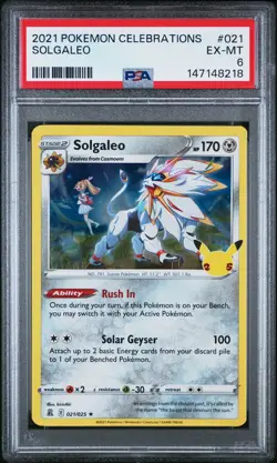 2021 POKEMON CELEBRATIONS #021 SOLGALEO PSA 6 - Image 1