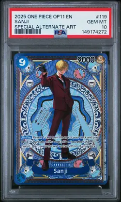2025 ONE PIECE OP11-A FIST OF DIVINE SPEED SPECIAL ALTERNATE ART SANJI PSA 10 - Image 1