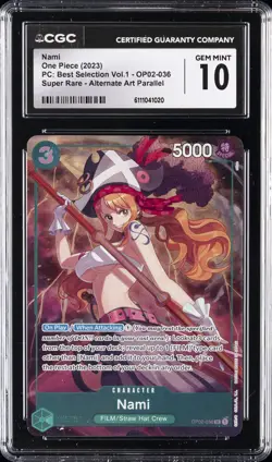 2023 ONE PIECE PC: BEST SELECTION VOL. 1 #OP02-036 NAMI CGC 10 GEM MINT - Image 1