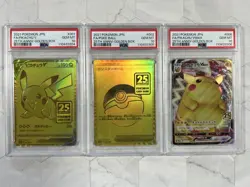 Pokemon PSA10 Pikachu V VMAX Monster Ball 25th Anniversary Golden Box 3 Card Set - Image 1