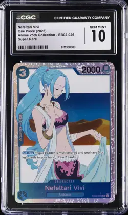 2025 ONE PIECE ANIME 25TH COLLECTION SUPER RARE NEFELTARI VIVI CGC 10 GEM MINT - Image 1