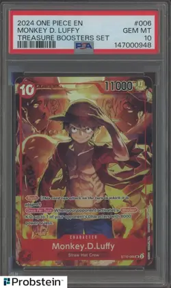 2024 One Piece EN Treasure Boosters Set #006 Monkey.D.Luffy PSA 10 GEM MINT - Image 1