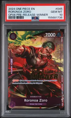 2024 ONE PIECE PROMOS PRE-RELEASE-WINNER #045 RORONOA ZORO PSA 10 - Image 1