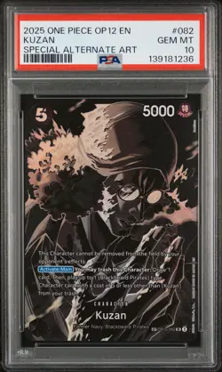 2025 ONE PIECE OP12-LEGACY OF THE MASTER SPECIAL ALTERNATE ART #082 KUZAN PSA 10 - Image 1