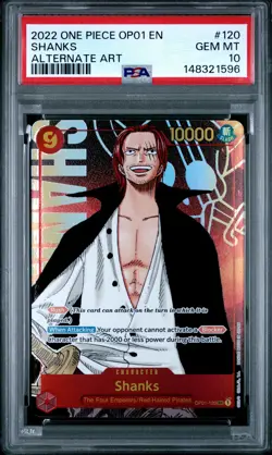 2022 ONE PIECE OP01-ROMANCE DAWN ALTERNATE ART #120 SHANKS PSA 10 - Image 1