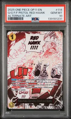 2025 ONE PIECE FIST OF DIVINE SPEED AA GUM-GUM FIRE-FIST PISTOL RED HAWK PSA 10 - Image 1