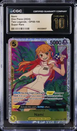 2024 ONE PIECE TWO LEGENDS SUPER RARE #OP08-106 NAMI CGC 10 PRISTINE - Image 1