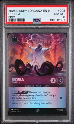 2025 DISNEY LORCANA EN 9-FABLED EPIC #208 URSULA SEA WITCH PSA 8 - Image 1