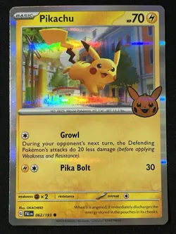 Pikachu HOLO 2023 Trick Or Trade 062/193 Halloween Stamp Pokemon TCG CARD - Image 1